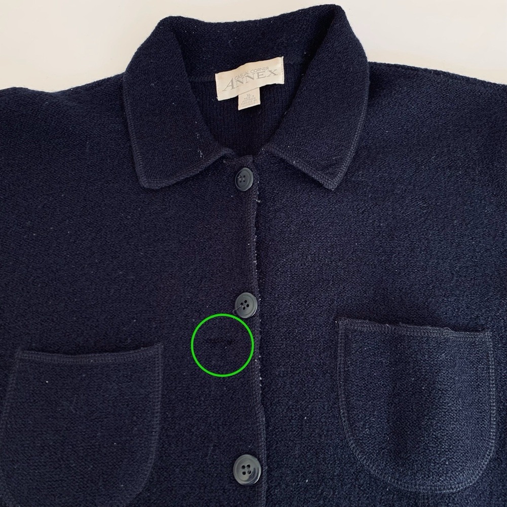 VTG Casual Corner Annex Cardigan Sweater Jacket XL Navy Wool Button Up‎ Collared - Picture 7 of 12